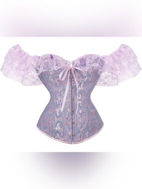 Lavender Off-Shoulder Lace Corset Top